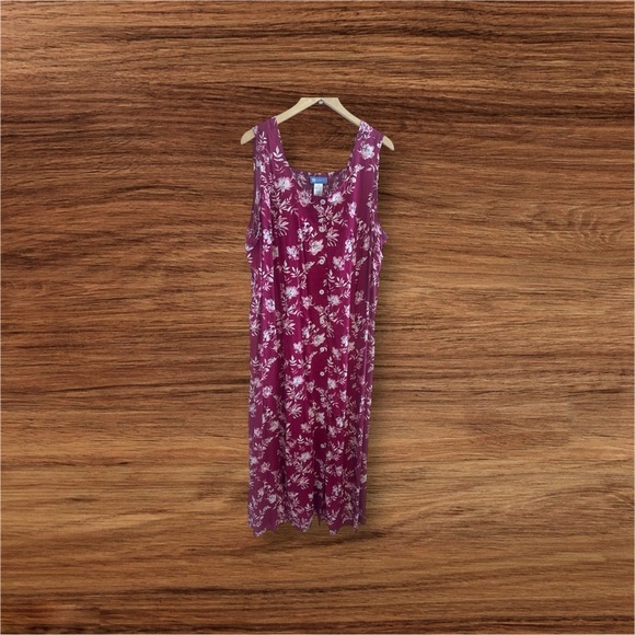 Koret pink Floral Sleeveless Maxi Button Front Dress 2X Plus summer lightweight - Picture 2 of 16